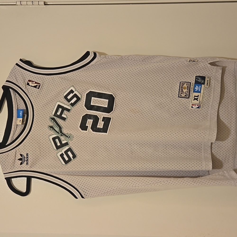 Vintage Youth Sz 18-20 Spurs NBA Adidas Ginobli Jersey